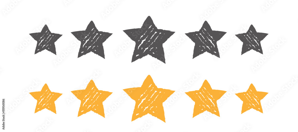 Fototapeta premium Rating stars signs web review vector illustration isolated on white background.Two different color version of design elements