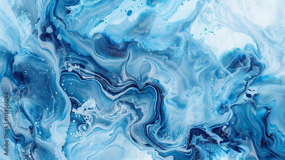 Bright blue marble ink paper textures on white background Bright blue marble ink paper textures on white background