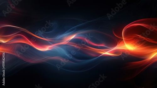 Elegant Dark Grainy Background With Dynamic Waves of Colorful Light