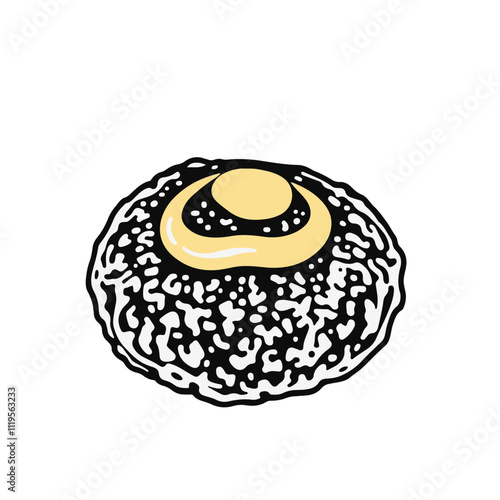 Egyptian Falafel with Tahini Sauce – Crispy, Delicious Balls Made from Ground Fava Beans Black Outline Vector Illustration