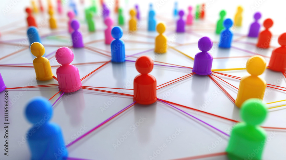 A vibrant depiction of multicolored figures connected by glowing lines symbolizes the complexity and interconnectedness of social media networks and digital interactions. A vibrant depiction of multicolored figures connected by glowing lines symbolizes the complexity and interconnectedness of social media networks and digital interactions.