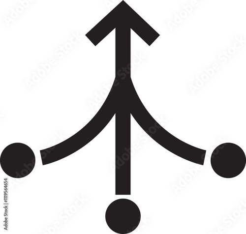 Consolidate revenue icon in flat style. Fund divergence or merge into one direction symbol. Debt or profit consolidate strategy vector. Investment mix funnel sign isolated on transparent background.