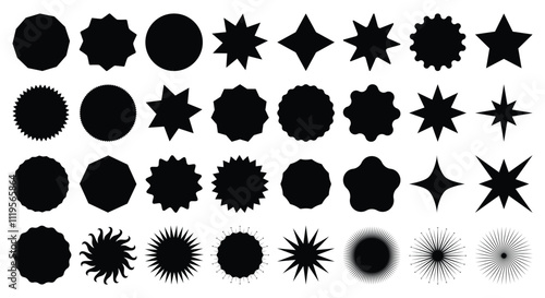 Black stickers sale decorative. Set of graphic circle, collection of retro labels, royal wedding, sticker for sale or an invitation card. Isolated vector symbols. Simple promo price set sale