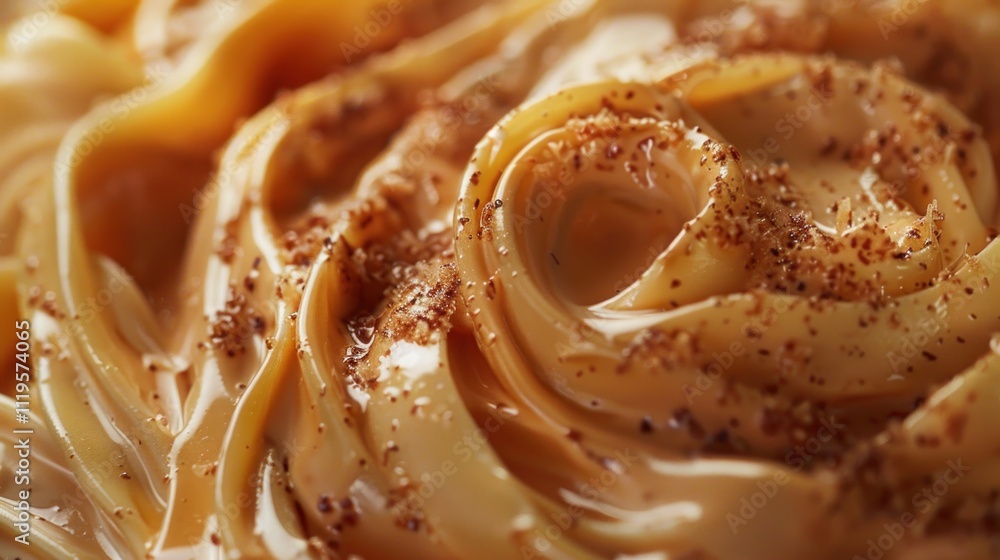 Close-up of swirls of caramel sauce with cinnamon. Close-up of swirls of caramel sauce with cinnamon.