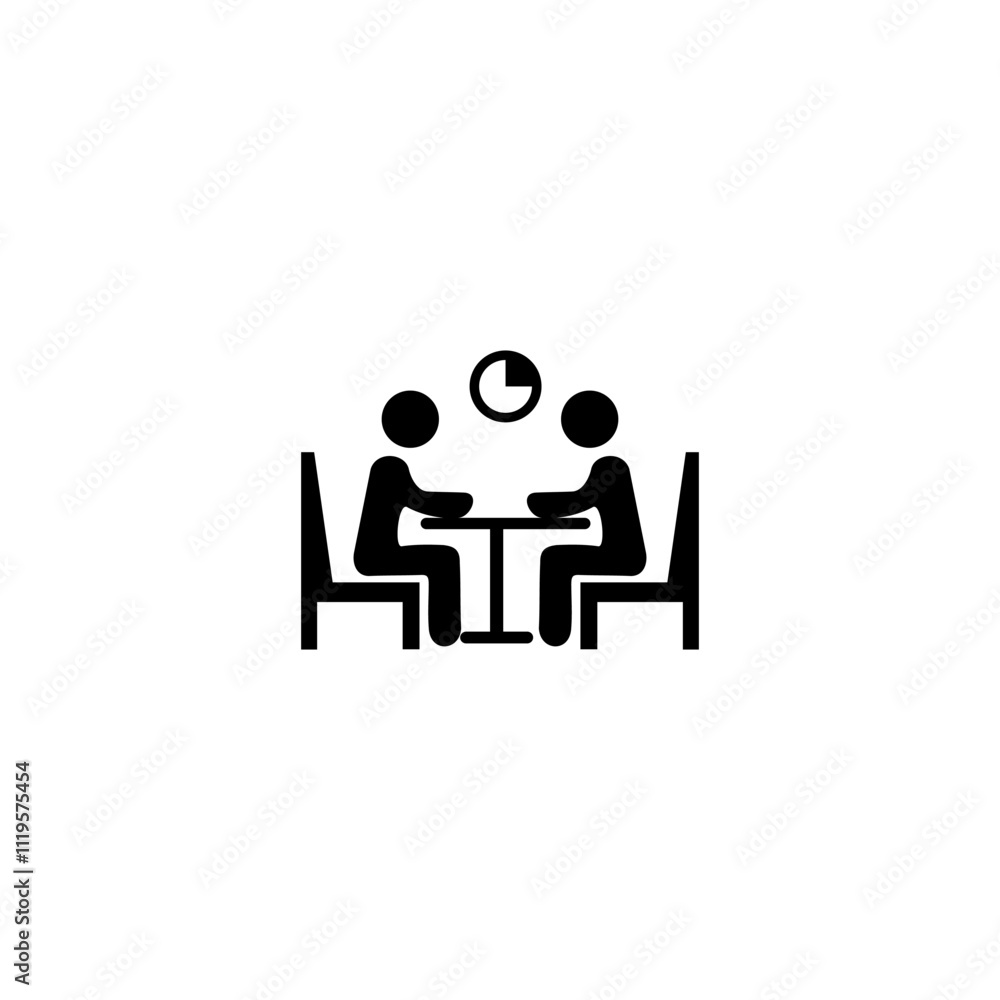 People Discussion and timer icon. Project management icon, Action Plan icon concepts People Discussion and timer icon. Project management icon, Action Plan icon concepts