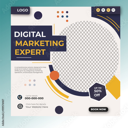 Digital marketing and corporate business service social media post banner template design