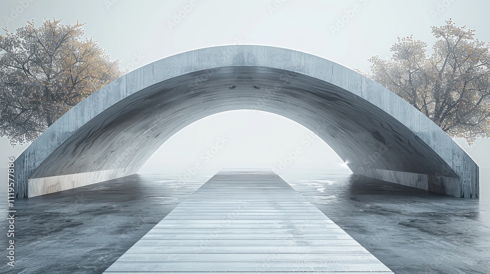 Fototapeta premium Modern bridge, its total texture is concrete in gray scale colors.