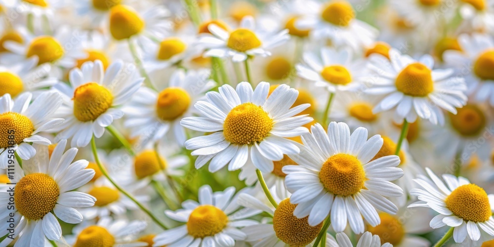 Close-up of delicate camomile flowers forming a beautiful wallpaper pattern , camomile, flowers, wallpaper, background, nature Close-up of delicate camomile flowers forming a beautiful wallpaper pattern , camomile, flowers, wallpaper, background, nature