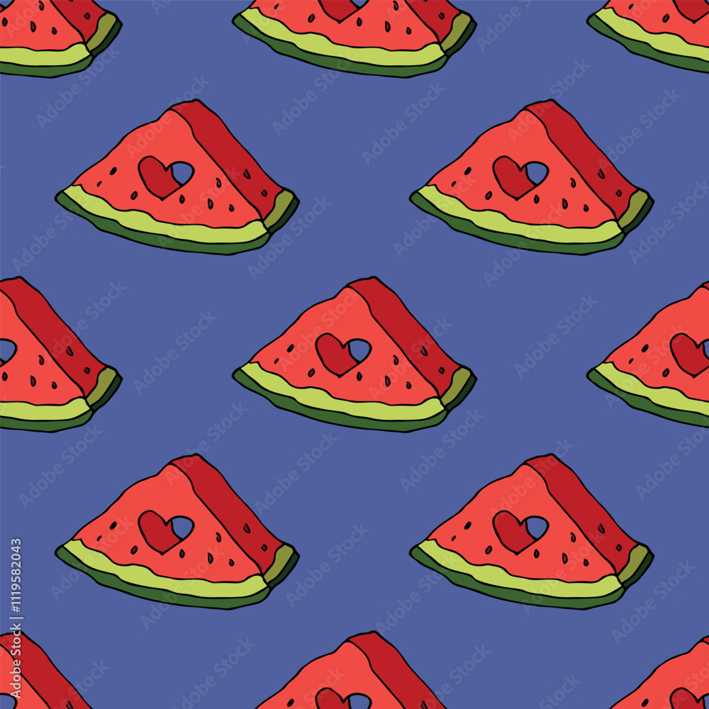Seamless pattern with watermelon doodle for decorative print, wrapping paper, greeting cards, wallpaper and fabric Seamless pattern with watermelon doodle for decorative print, wrapping paper, greeting cards, wallpaper and fabric