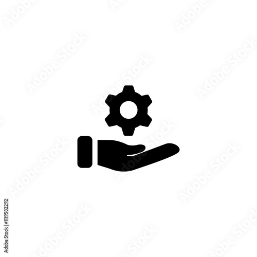 Hand and Gear icon. Project management icon, Action Plan icon concepts