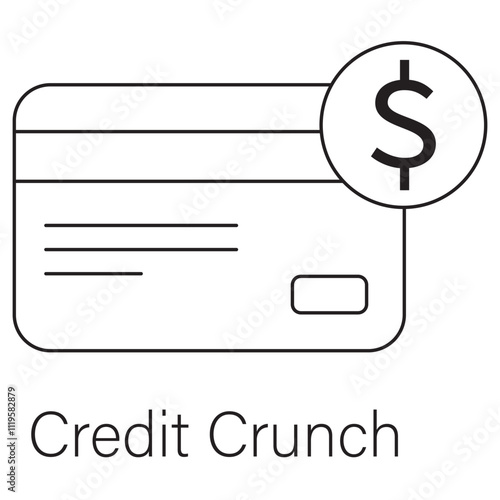  Credit Crunch Icon, Navigating Financial Challenges During a Credit Squeeze, Understanding the Causes and Consequences of a Credit Crunch, Vector
