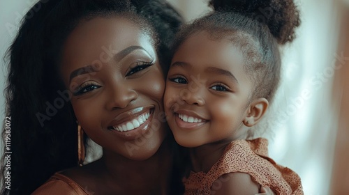 A joyful daughter leans in to kiss her mother, showcasing their bond and affection. The warmth of their smiles radiates love in a soft, inviting atmosphere, perfect for capturing cherished memories