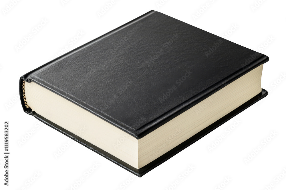 Closed black hard cover book isolated on transparent background Closed black hard cover book isolated on transparent background