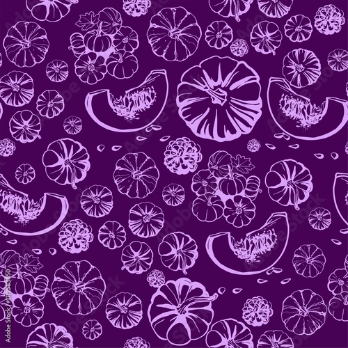Wallpaper Mural Cozy autumn, Halloween - seamless pattern. Monochrome linear image on a bright background. Digital illustration for branding, advertising, wrapping paper Torontodigital.ca