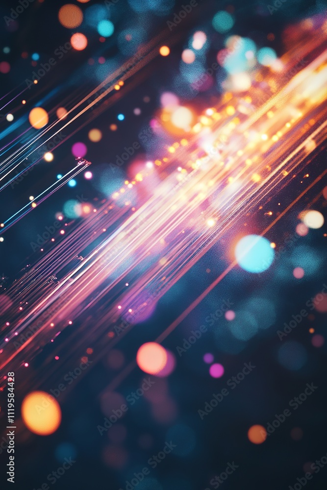 Fototapeta premium Abstract light trails with vibrant colors and bokeh effect