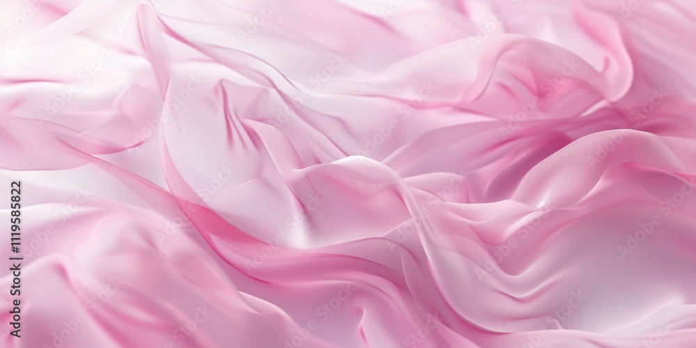 Obraz premium Soft pink silk fabric with smooth, flowing folds creating an elegant and luxurious abstract background, perfect for design and aesthetic purposes