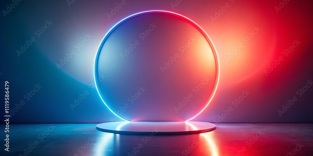 Abstract Oval Neon Light Display with Circular Platform Abstract Oval Neon Light Display with Circular Platform