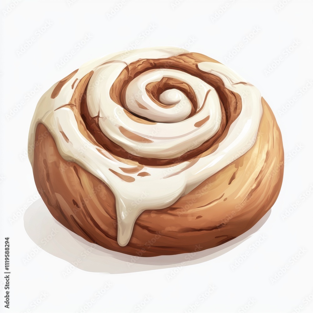 Delicious, glazed cinnamon roll, freshly baked, appetizing, pastry, sugary, sweet, yummy, food, dessert, close-up, isolated, delicious-looking, round, baked, breakfast Delicious, glazed cinnamon roll, freshly baked, appetizing, pastry, sugary, sweet, yummy, food, dessert, close-up, isolated, delicious-looking, round, baked, breakfast