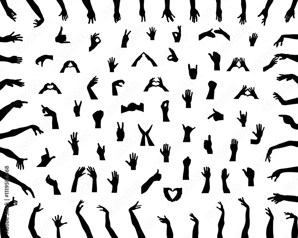 Black silhouettes of hands on white background Black silhouettes of hands on white background
