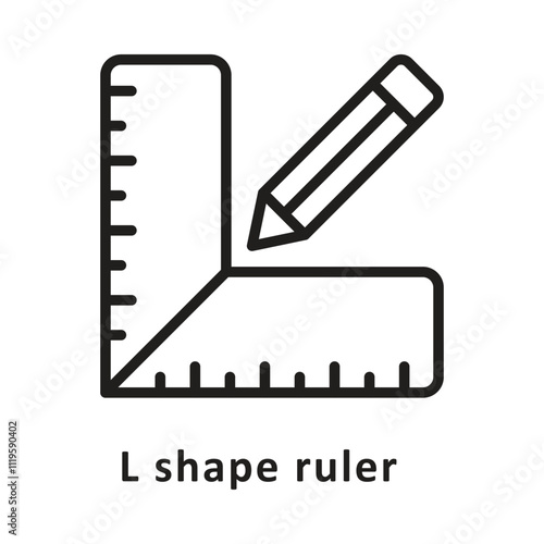 L Shap Ruler Vector Outline Icon. Eps 10 File 