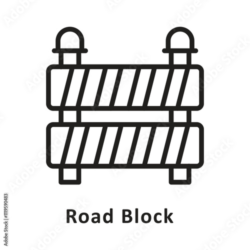 Road Block Vector Outline Icon. Eps 10 File 