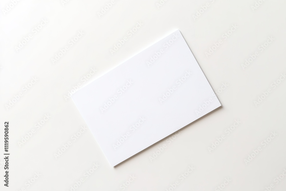 Blank white card on beige background, minimalist design Blank white card on beige background, minimalist design