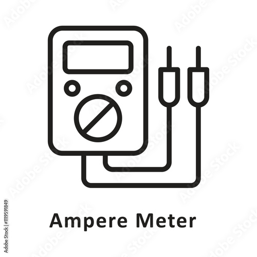 Ampere meter Vector Outline Icon. Eps 10 File 