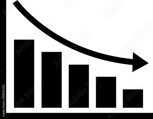 Decrease Line icon. Editable Stroke, Contains such as Arrow, Chart, Diagram, Finance, Direction, Graph, down, Interest Rate, Investment, Performance, Stock Market, Data vector isolated on transparent.