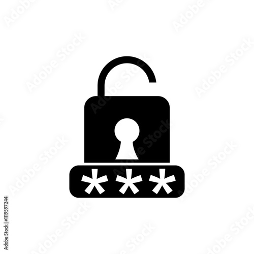 Padlock and Password icon. Internet security icon. Cyber security icon vector