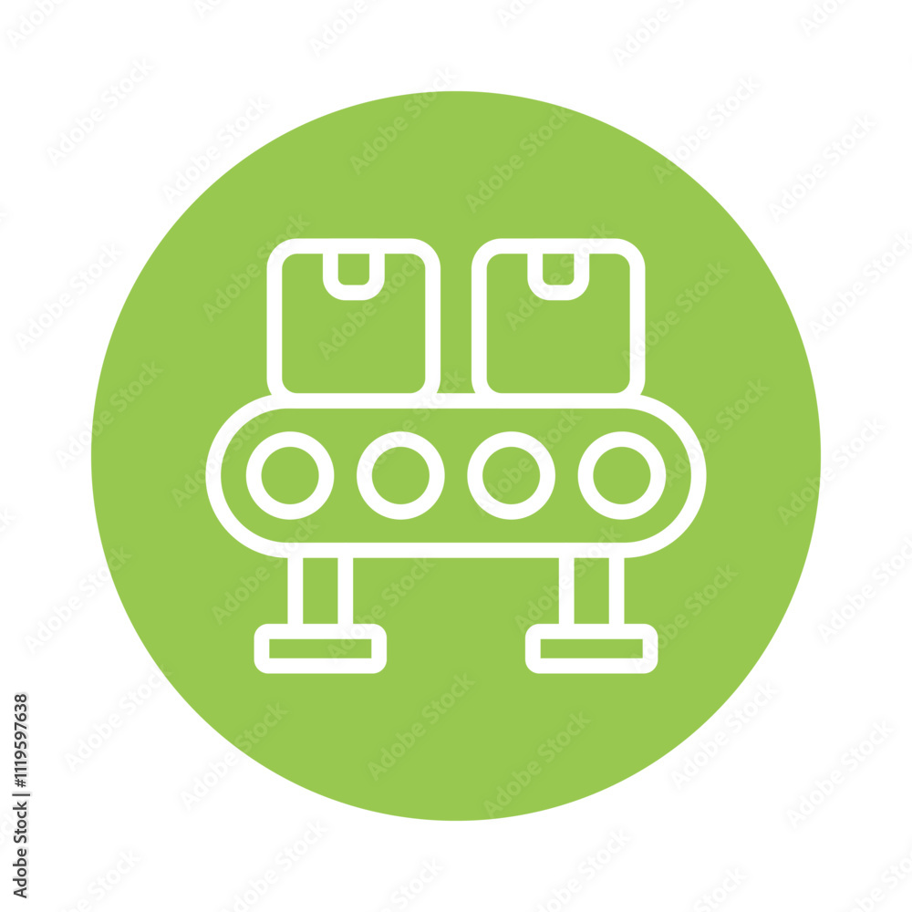 Conveyor Belt Vector Gylph circle Outline Icon. Eps 10 File Conveyor Belt Vector Gylph circle Outline Icon. Eps 10 File