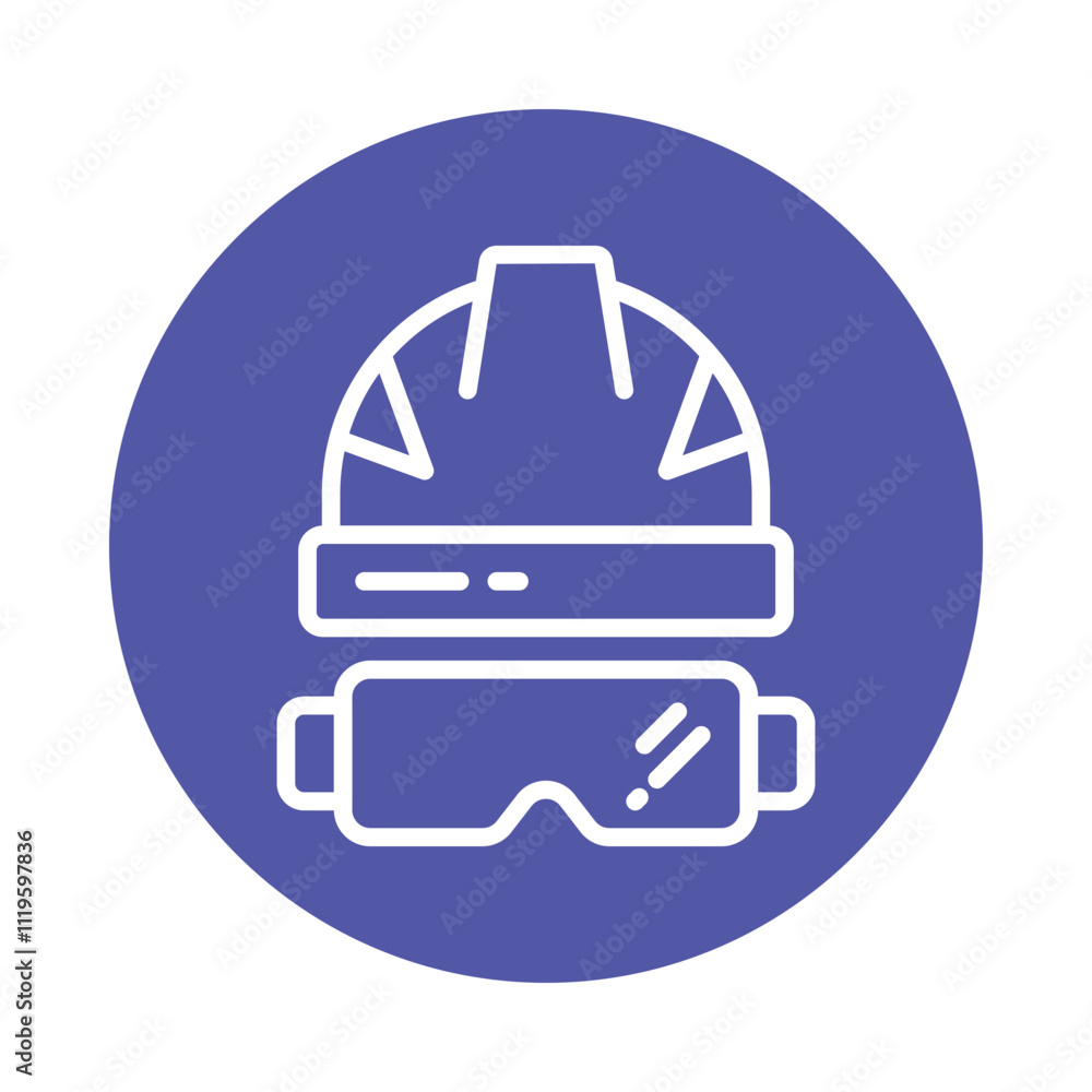Helmet And Glasses Vector Gylph circle Outline Icon. Eps 10 File Helmet And Glasses Vector Gylph circle Outline Icon. Eps 10 File