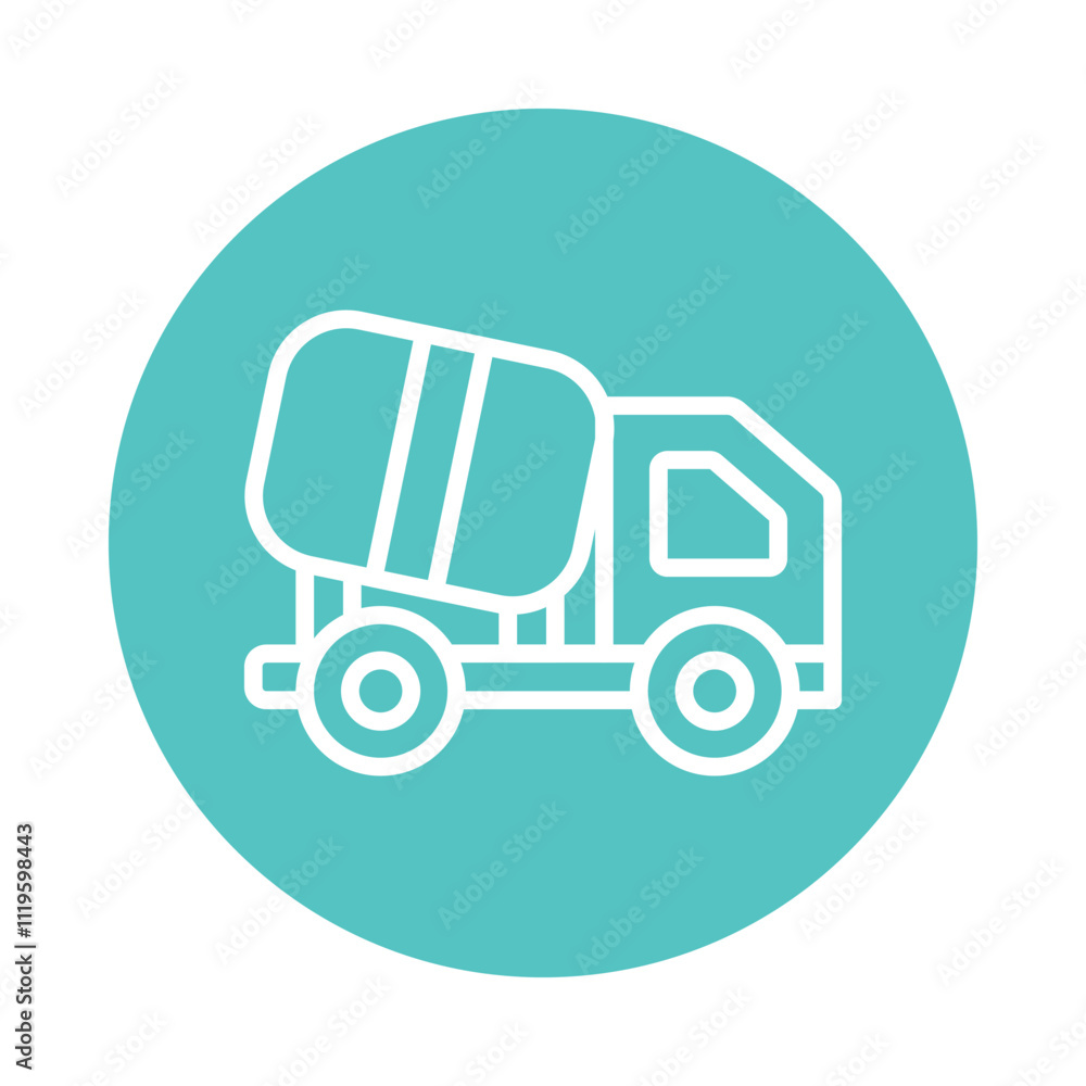 Cement Truck Vector Gylph circle Outline Icon. Eps 10 File Cement Truck Vector Gylph circle Outline Icon. Eps 10 File