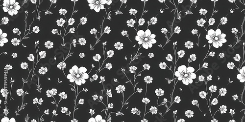 Wallpaper Mural Seamless charcoal small floral elements wallpaper, background, wallpaper Torontodigital.ca