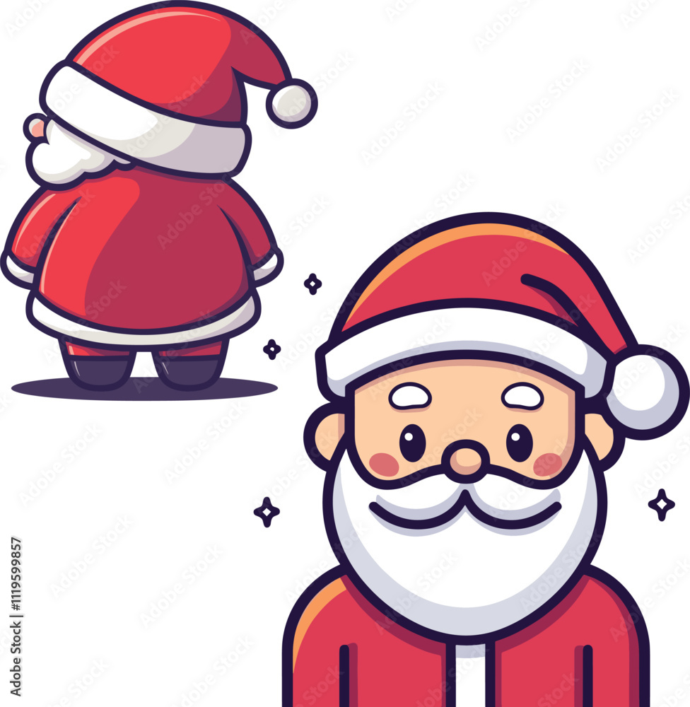 Flat Illustration of Christmas Santa Claus, happy old man with red cap Flat Illustration of Christmas Santa Claus, happy old man with red cap