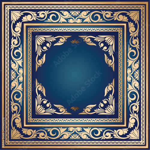 Golden ornate decorative vintage blank frame design