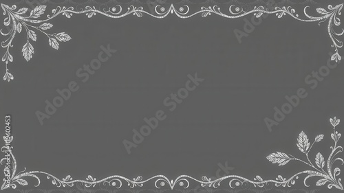 Luxury silver leaves lace border with intricate details and elegant design, elegant, shiny