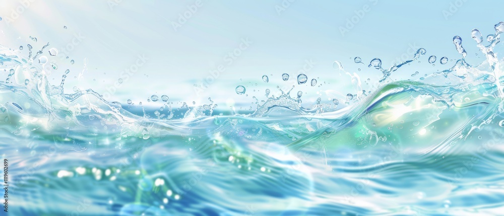 Crystal-clear ocean waves splash energetically, reflecting sunlight and capturing the essence of a sunny day at sea with dynamic movement and serenity. Crystal-clear ocean waves splash energetically, reflecting sunlight and capturing the essence of a sunny day at sea with dynamic movement and serenity.