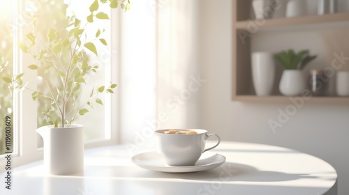 Wallpaper Mural Relaxing coffee moment by the window cozy home setting lifestyle photography natural light Torontodigital.ca