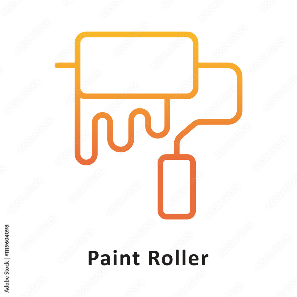 Paint Roller Vector Gradient Outline Icon. Eps 10 File Paint Roller Vector Gradient Outline Icon. Eps 10 File
