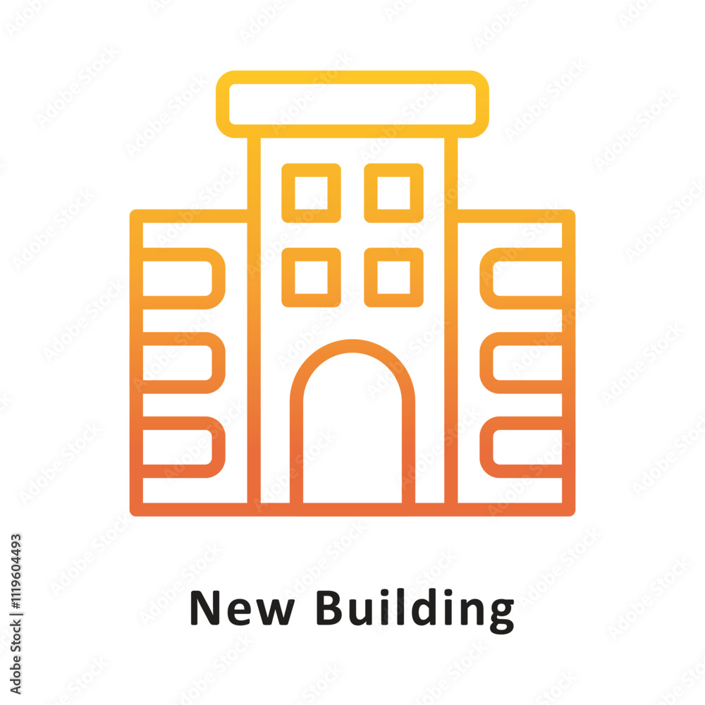 New Building Vector Gradient Outline Icon. Eps 10 File New Building Vector Gradient Outline Icon. Eps 10 File