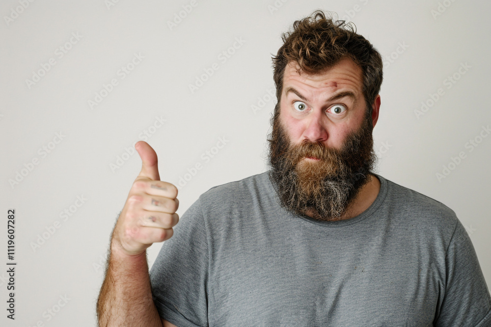 Shocked Bearded Male with Stupefied Expression - Surprised and Unbelieving Look Shocked Bearded Male with Stupefied Expression - Surprised and Unbelieving Look