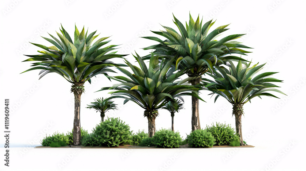 Obraz premium Aloe-striata trees with a transparent background, 3D rendering, for illustration and digital composition.