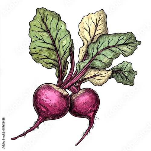 Beetroot with leaves isolated on white background. photo