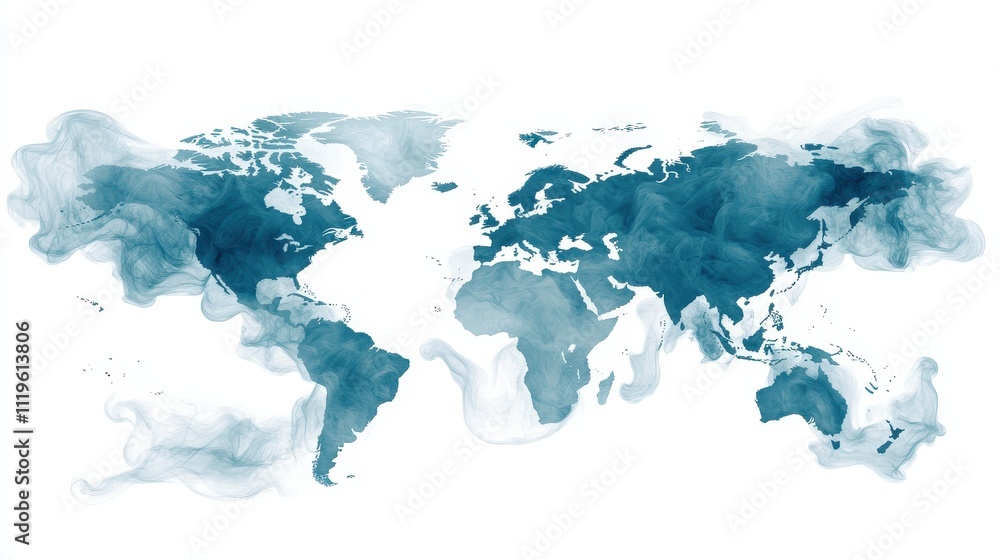 World Map with Smog Graphics on White Background World Map with Smog Graphics on White Background