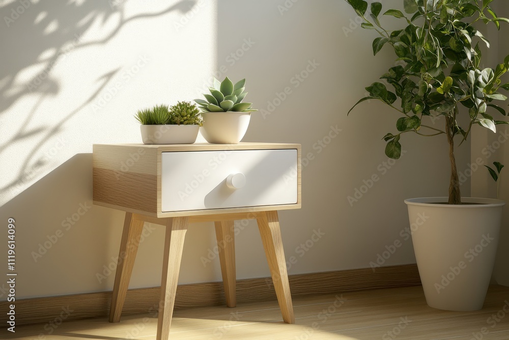 Interior design minimalist wooden side table retro style mid century modern white drawer Interior design minimalist wooden side table retro style mid century modern white drawer