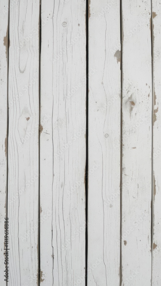 Naklejka premium Old weathered white wooden plank background with distressed paint and rustic charm, shabby chic, retro