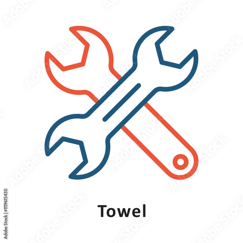 Towel Vector Two Colors Outline Icon. Eps 10 File 