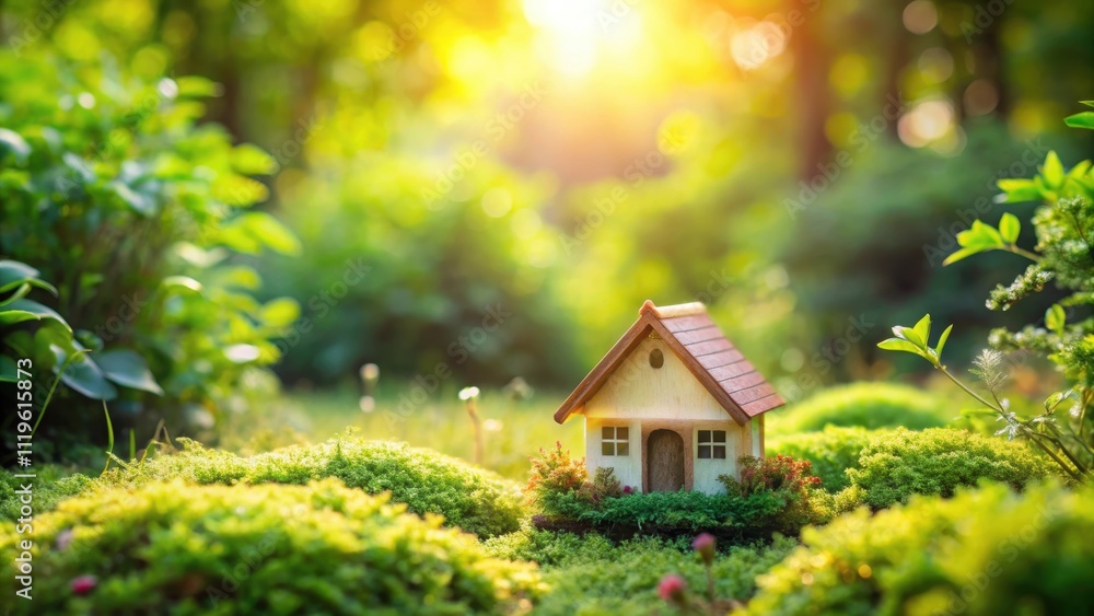 Miniature house nestled in a lush green garden, miniature, house, garden, green, nature, small, cute, fairy tale, outdoor Miniature house nestled in a lush green garden, miniature, house, garden, green, nature, small, cute, fairy tale, outdoor