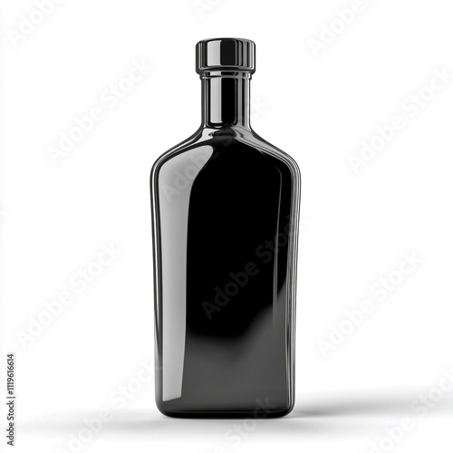 Black bottle for wine or oil isolated on white background.