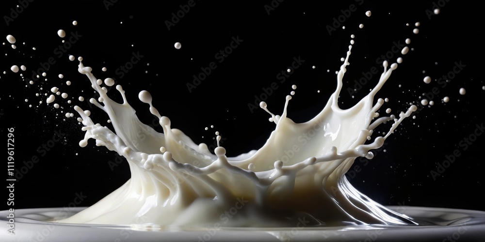 Close-up of milk splashing against a black background, milk, splash, dairy, liquid, fresh, white, drop, pouring, motion Close-up of milk splashing against a black background, milk, splash, dairy, liquid, fresh, white, drop, pouring, motion
